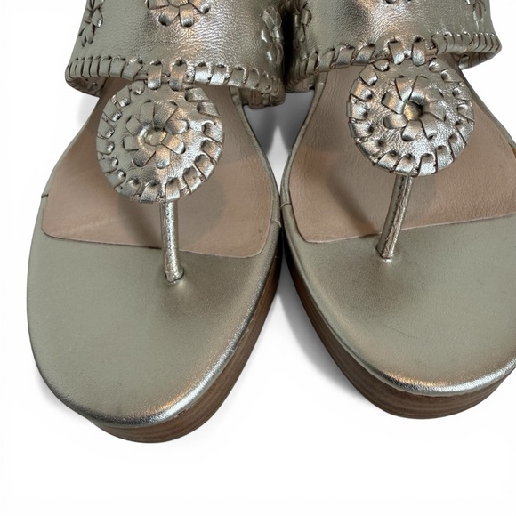Jack Rogers Jacks Silver Metallic Comfy Mid Wedge Thong Platform Sandals Size 9M - Picture 11 of 14